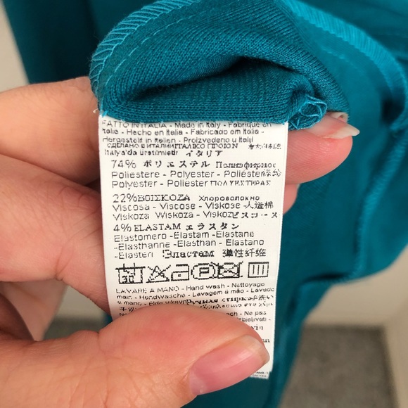 NWT Italian Rinascimento Dolce Vita Dress Petrol Blue w/ Attached Scarf Large - Picture 6 of 11